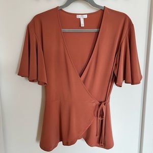 Leith Wrap Top with Flutter Sleeves